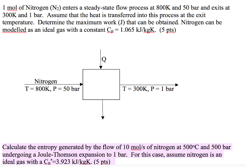 solved-1-mol-of-nitrogen-n-2-enters-a-steady-state-flow-chegg