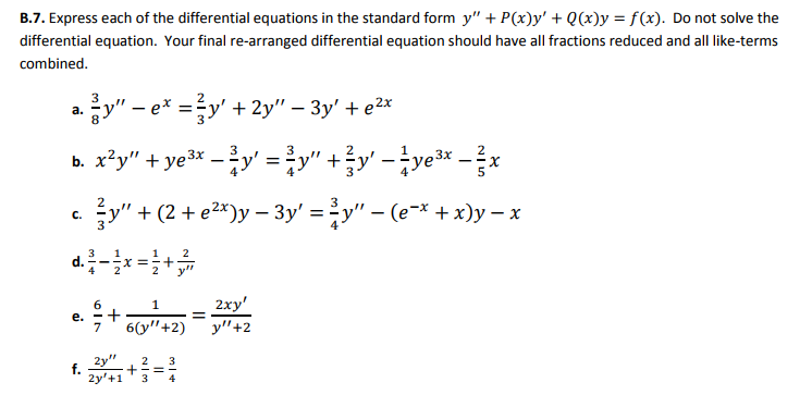 Solved 87. Express each of the differential equations in the | Chegg.com