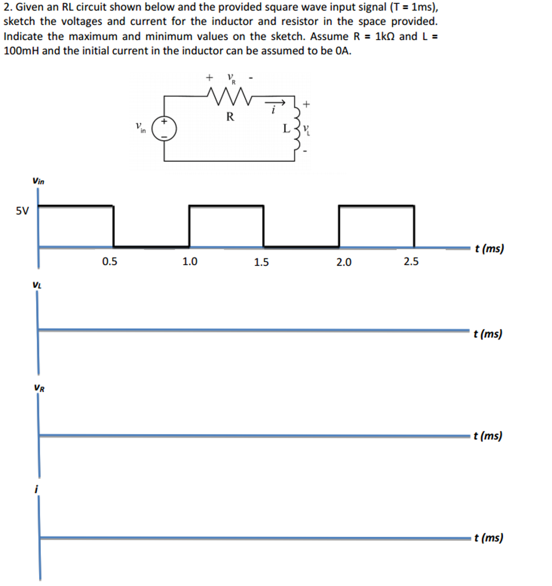 Solved Given an RL circuit shown below and the provided