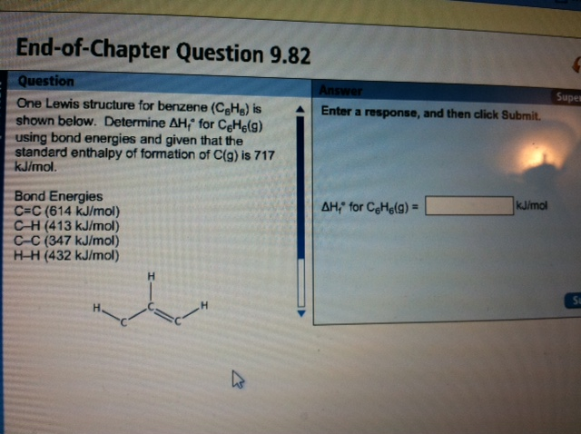 Solved: One Lewis Structure For Benzene (C6H6) Is Shown Be ...