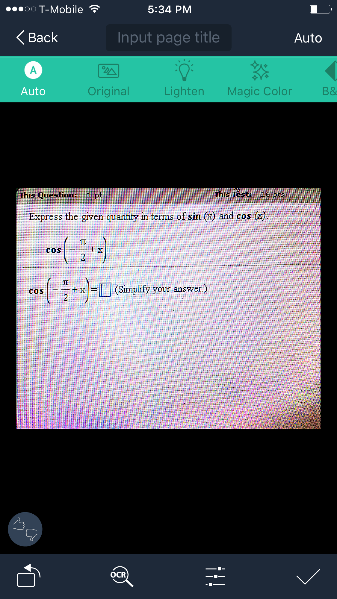 what does cos pi 2 x equal