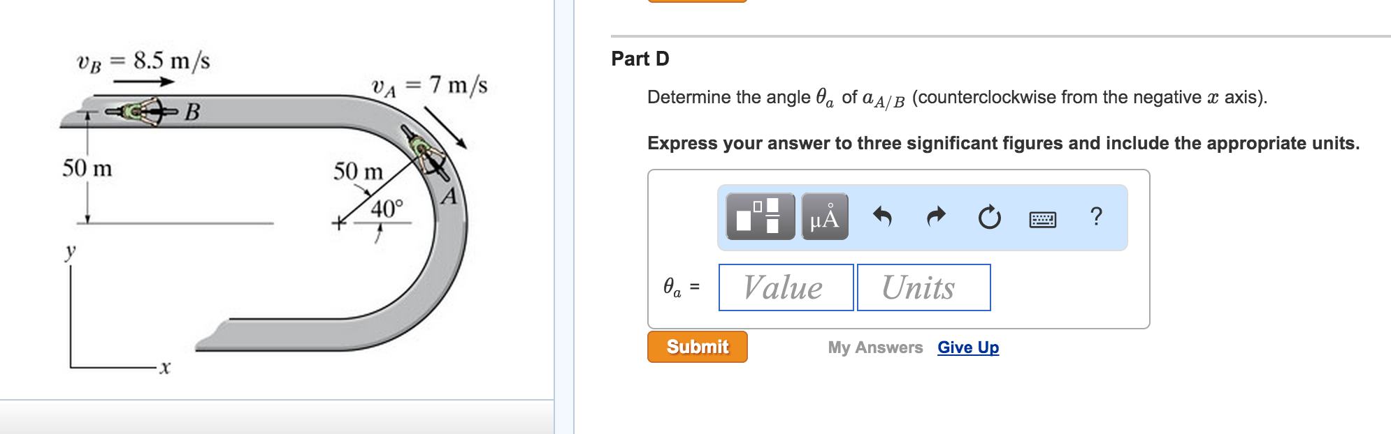 Solved At the instant shown, the bicyclist at A is traveling | Chegg.com