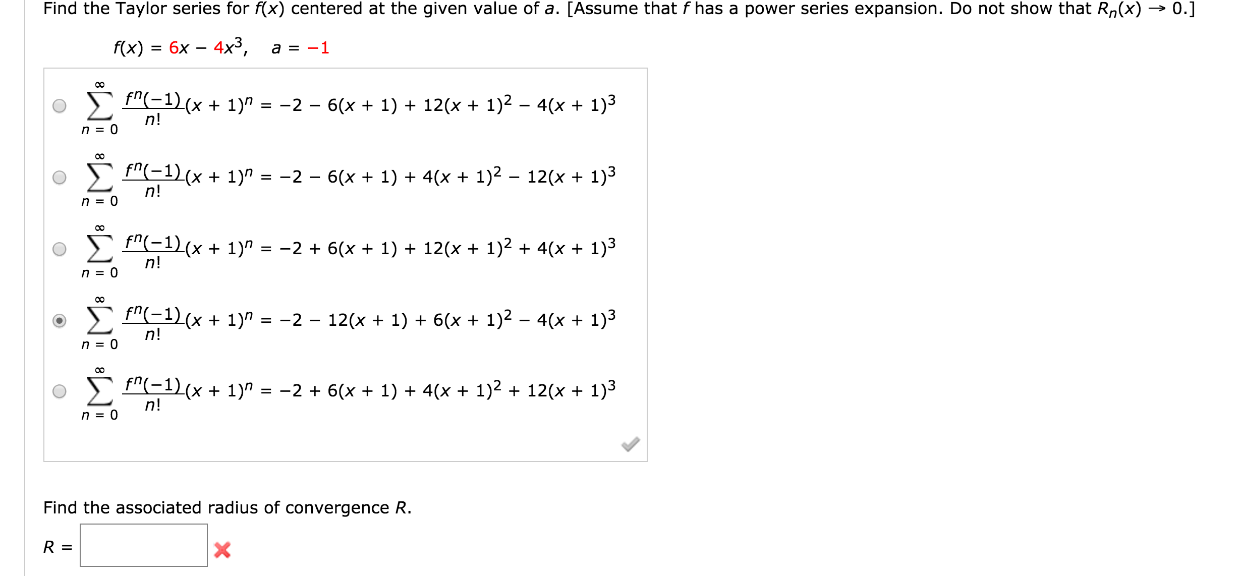 Solved Find the Taylor series for f(x) centered at the given