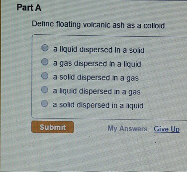 Solved Define Floating Volcanic Ash As A Colloid. | Chegg.com