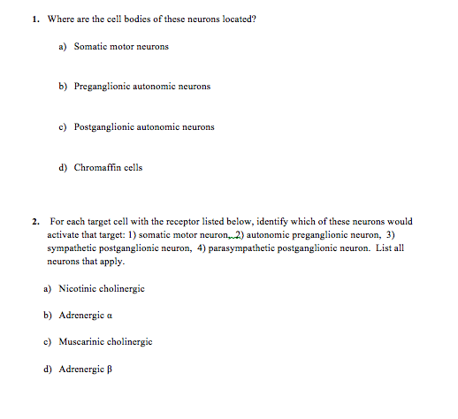 Solved Where are the cell bodies of these neurons located? | Chegg.com