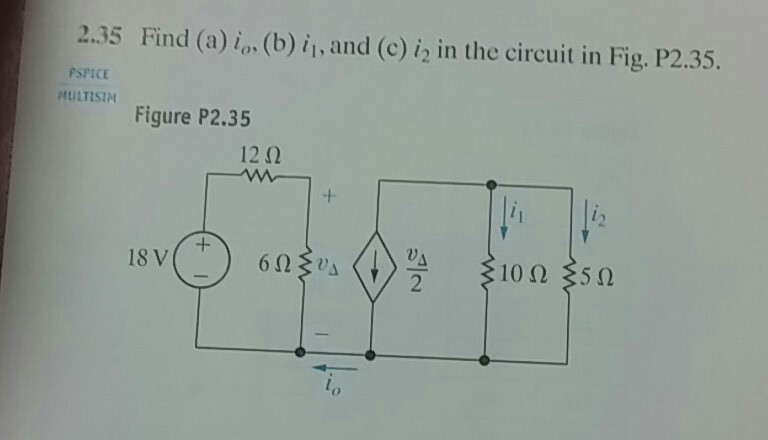 Solved Find (a) i_0, (b) i_1, and i_2 in the circuit in | Chegg.com