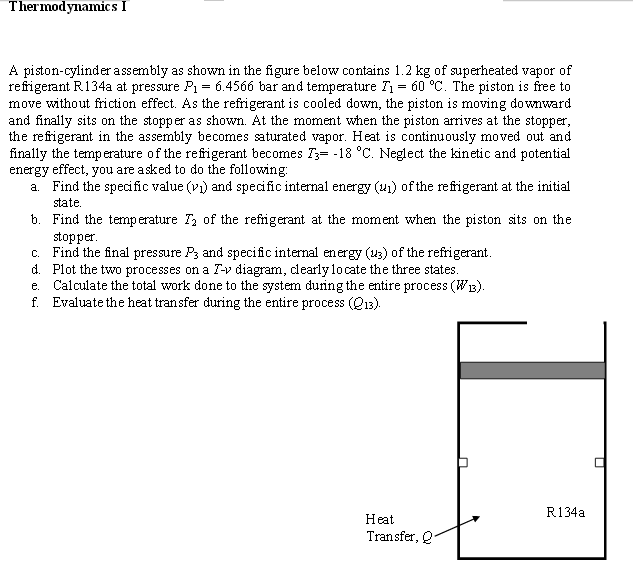 Thermodynamics I A pistoncylinder assembly as shown
