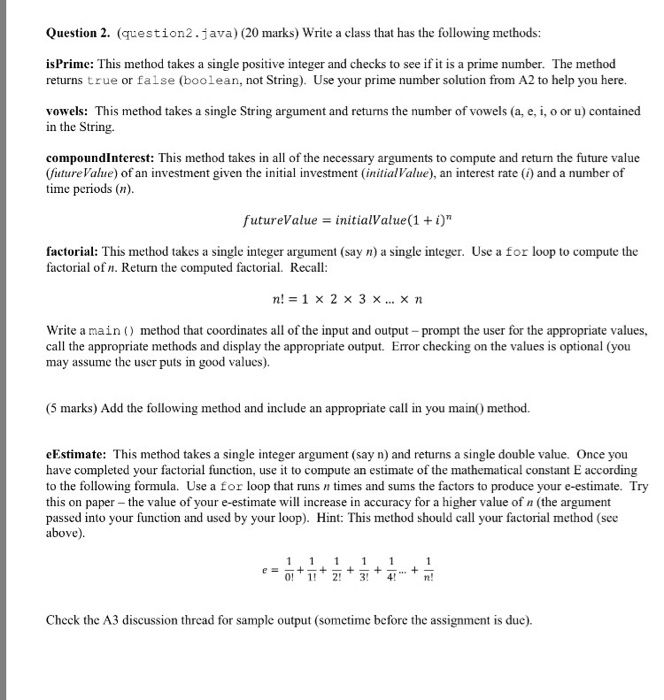 Solved Write a class that has the following methods: | Chegg.com