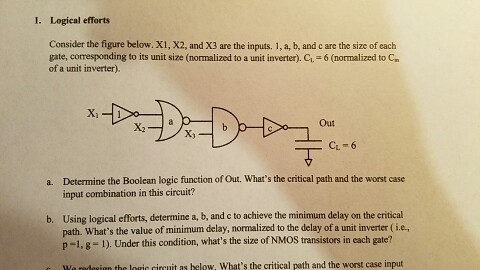 Problem: Logical Effort A, B ,and C | Chegg.com