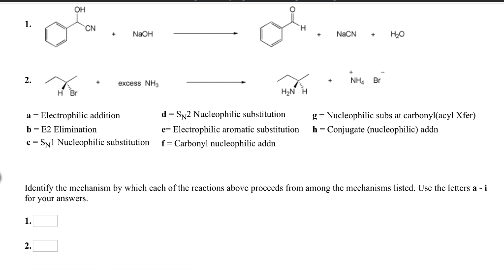 Solved OH CN NaOH NaCN H20 NH Br excess NH H2N H H Br d SN2 | Chegg.com