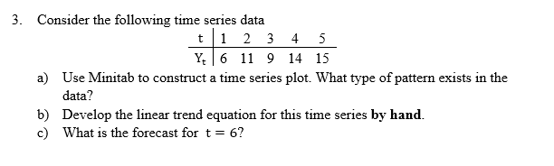 Solved 3. Consider the following time series data 2 3 v,16 | Chegg.com