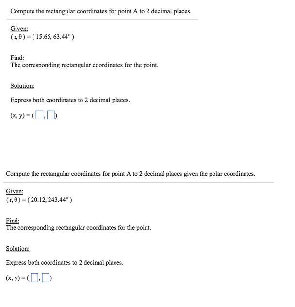 Solved Compute the rectangular coordinates for point A to 2 | Chegg.com