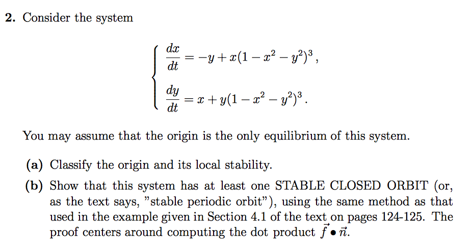 Solved Consider The System Dxdt Y X 1 X2 0414