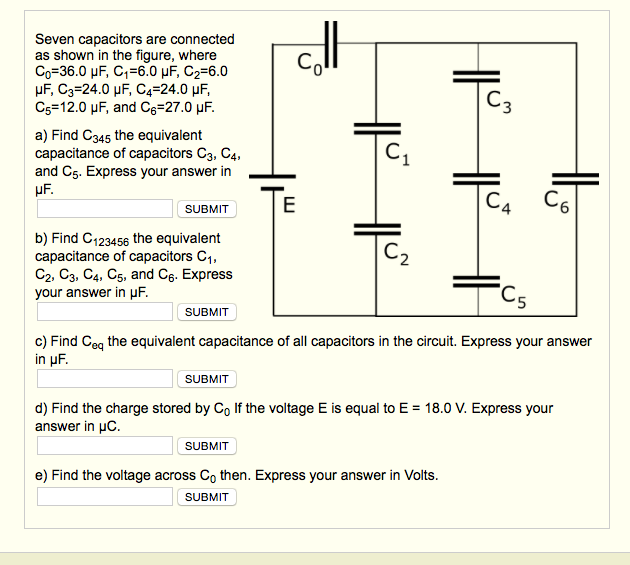 Solved Seven Capacitors Are Connected As Shown In The | Chegg.com