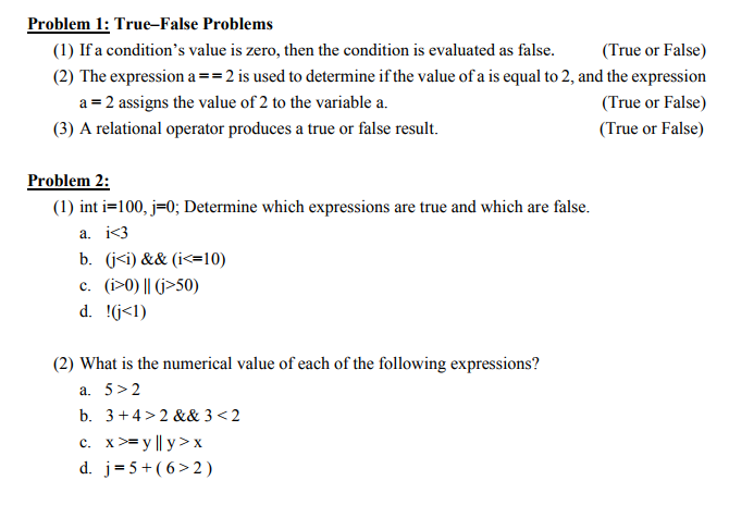 Solved Problem 1: True-False Problems (1) Ifa condition's | Chegg.com