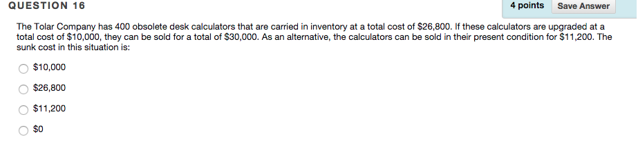 Solved The Tolar Company has 400 obsolete desk calculators | Chegg.com