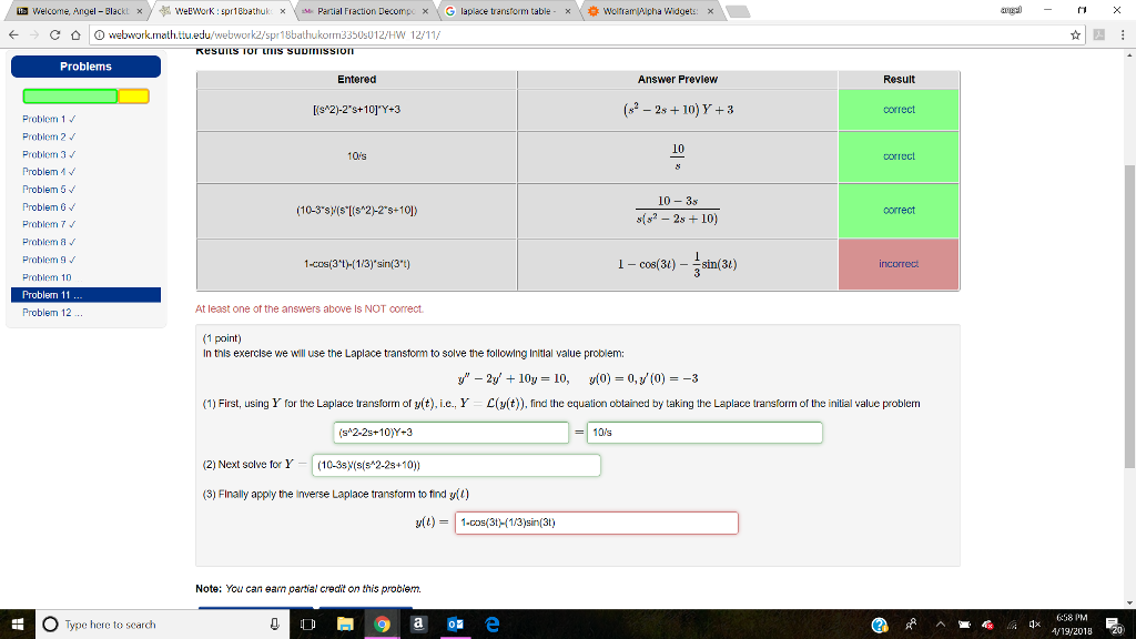 Solved G Laplace transform table- * # Wolfram Alpha Widgets: | Chegg.com