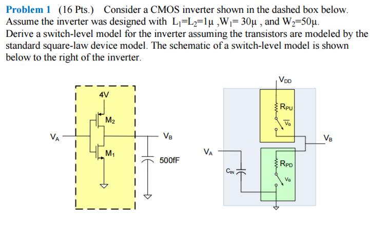 Solved Consider a CMOS inverter shown in the dashed box | Chegg.com