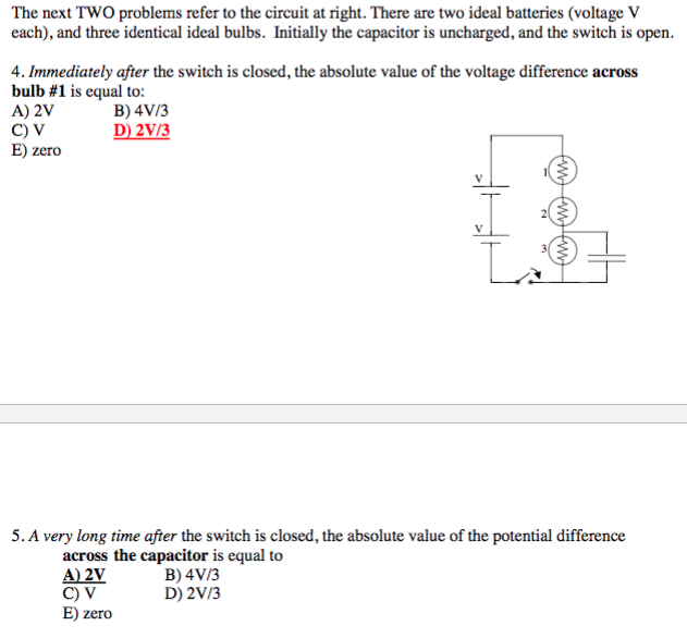 Solved The next TWO problems refer to the circuit at right. | Chegg.com