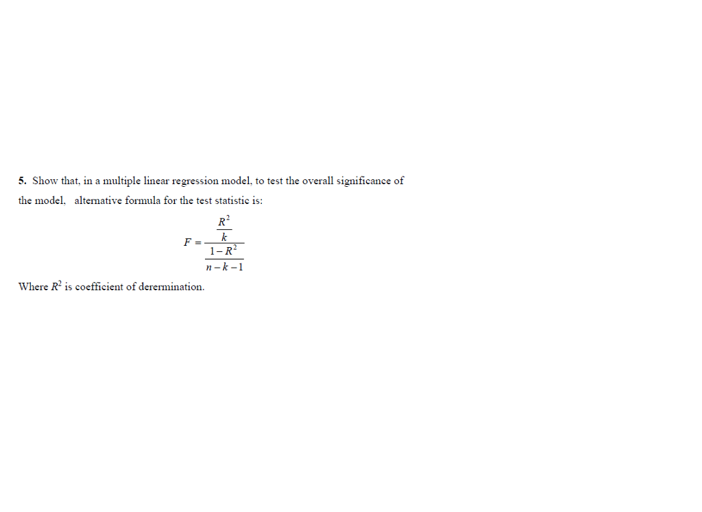 Solved Show that, in a multiple linear regression model, to | Chegg.com