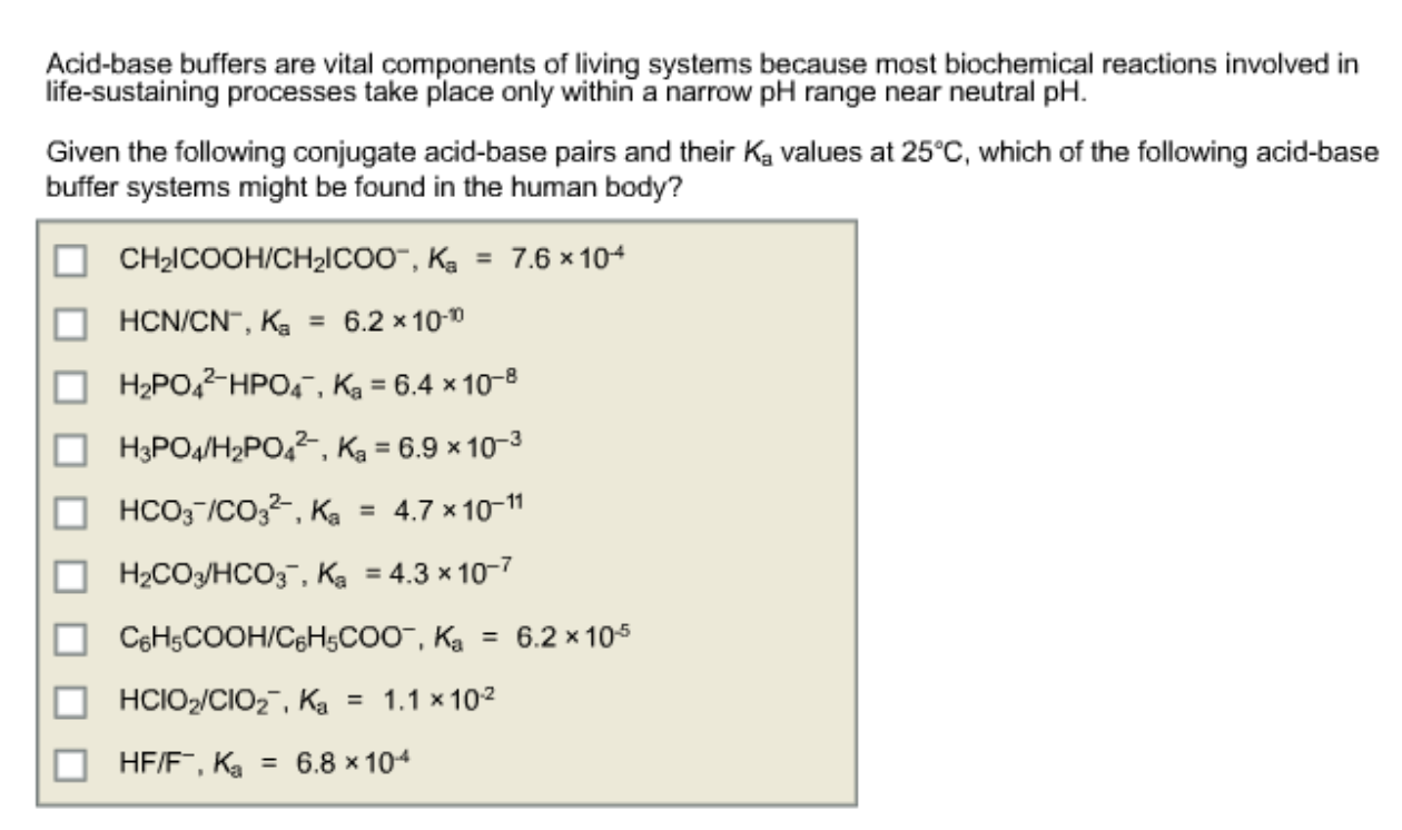 Solved: Acid-base Buffers Are Vital Components Of Living S... | Chegg.com