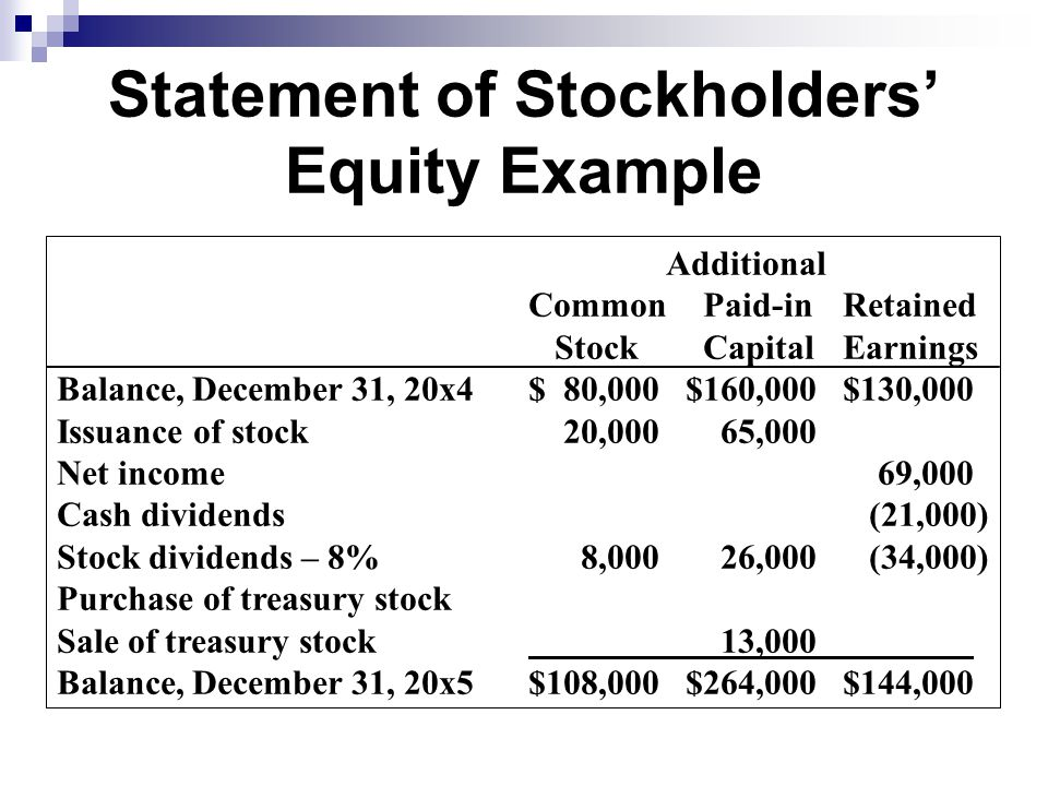 Stockholders Equity Statement