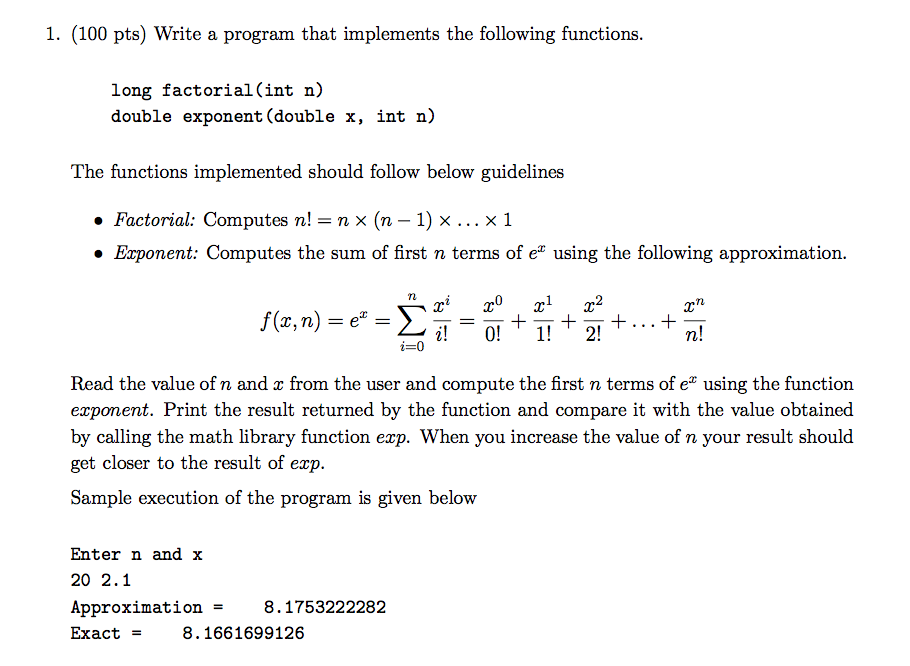 Write a program that implements the following | Chegg.com
