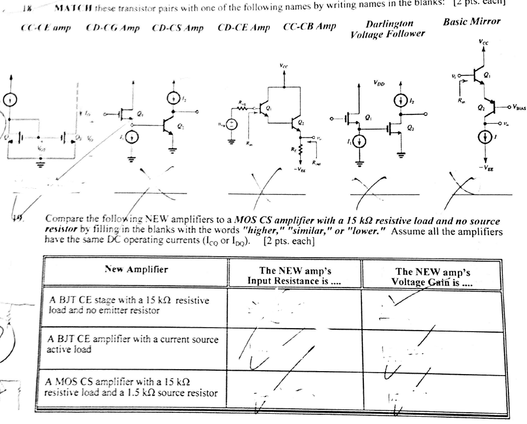 Solved MATCH these transistor pairs with one of the | Chegg.com