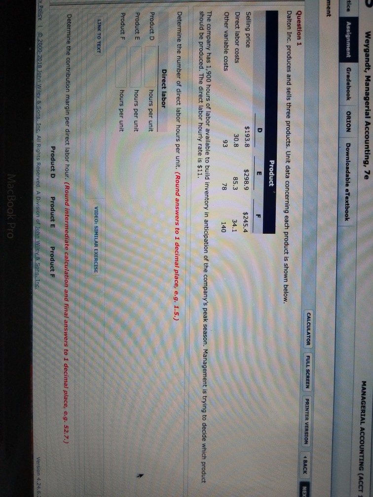 Solved Weygandt, Managerial Accounting, 7e MANAGERIAL ACC&hellip;