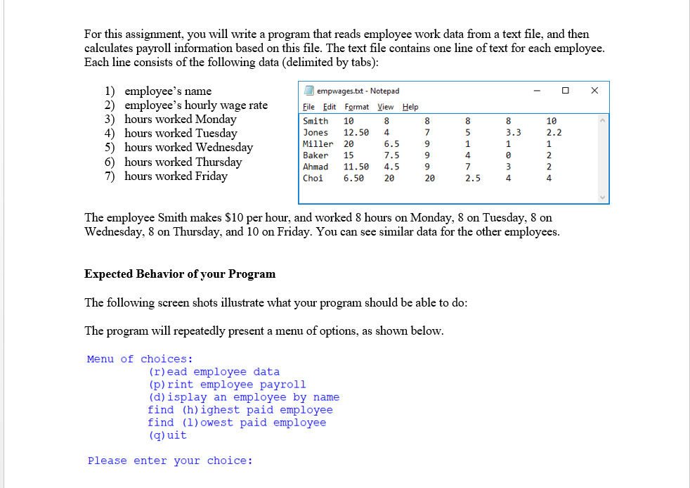 For this assignment, you will write a program that | Chegg.com