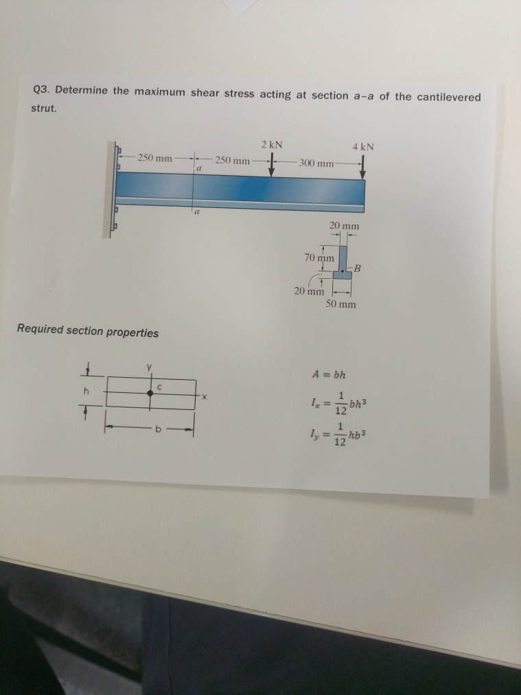 Solved Determine the maximum shear stress acting at section | Chegg.com