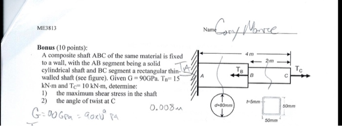 Solved A composite shaft ABC of the same material is fixed | Chegg.com