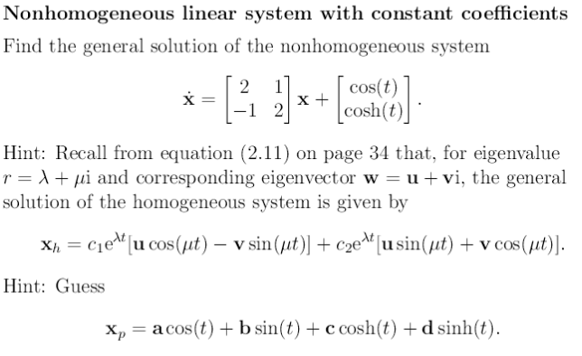 Solved Nonhomogeneous Linear System With Constant 5571