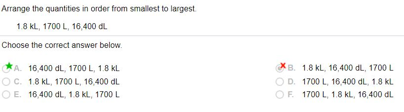 Solved Arrange the quantities in order from smallest to | Chegg.com