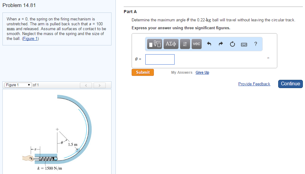 When s = 0. the spring on the firing mechanism is | Chegg.com