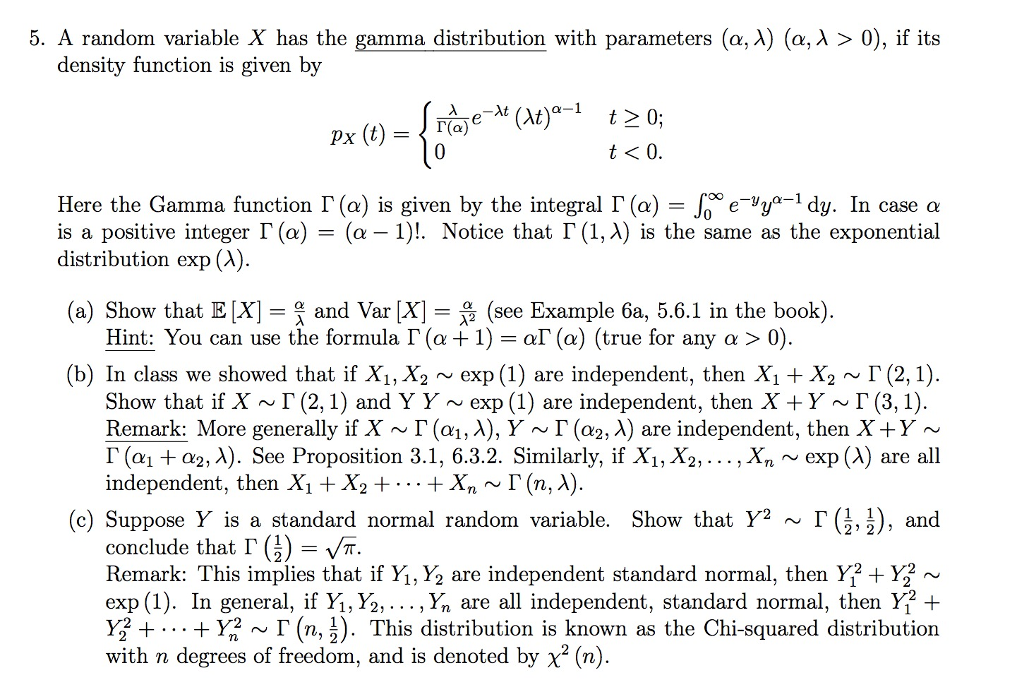 Solved 5. A Random Variable X Has The Gamma Distribution 