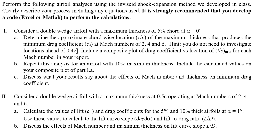 Solved Perform the following airfoil analyses using the