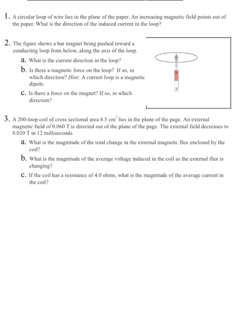 Solved A Circular Loop Of Wire Lies In The Plane Of The 