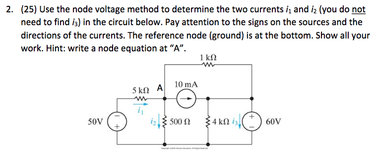 Solved (25) Use the node voltage method to determine the two | Chegg.com