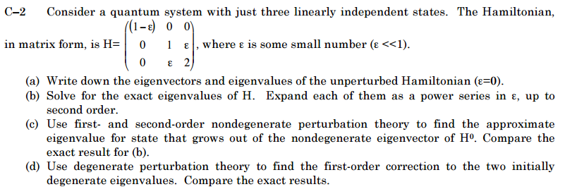 Solved Consider a quantum system with just three linearly | Chegg.com