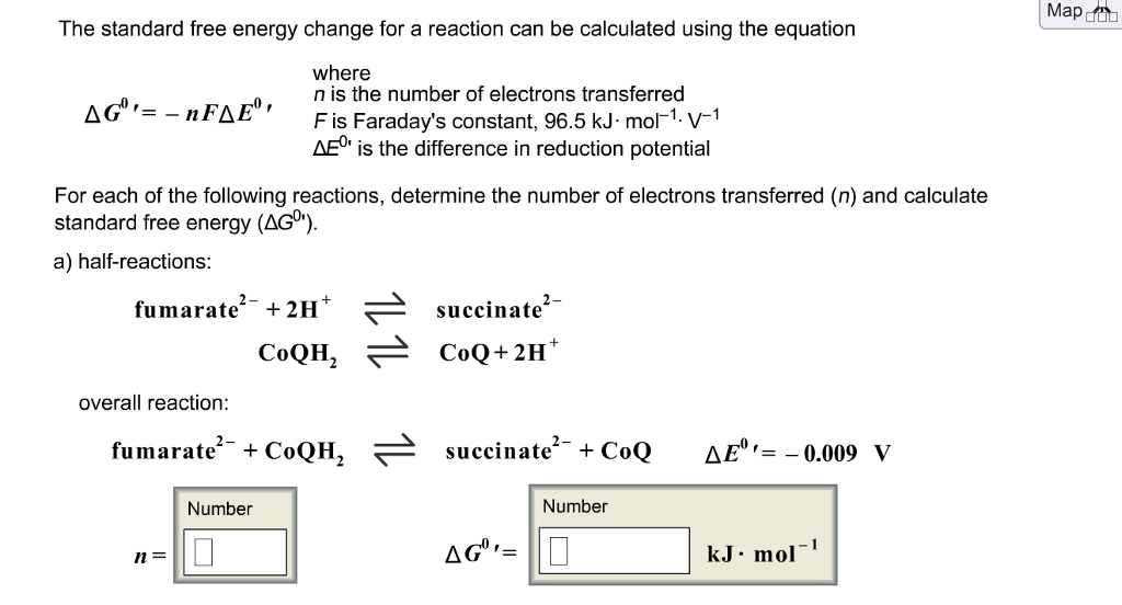 Solved Map The standard free energy change for a reaction | Chegg.com
