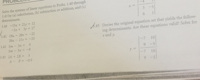 Solved PROBLL in Probs. 1.40 through Solve the systems of | Chegg.com