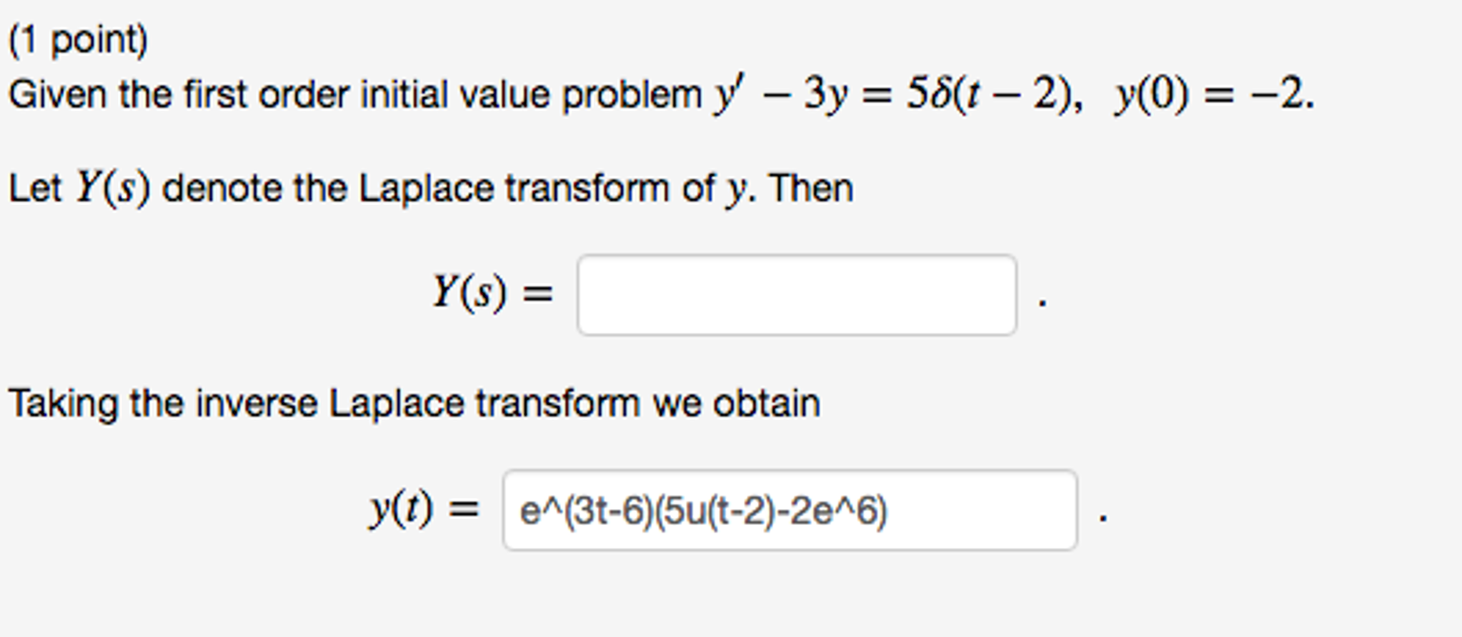 Solved Given the first order initial value problem y' - 3y = | Chegg.com