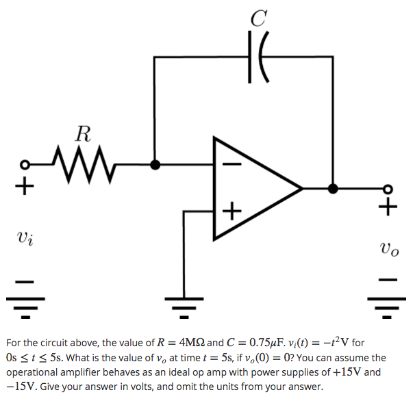 Solved For the circuit above, the value of R = 4M Ohm and | Chegg.com