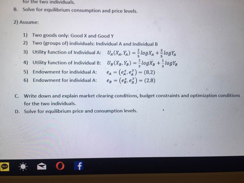 Solved For The Two Individuals. B. Solve For Equilibrium | Chegg.com