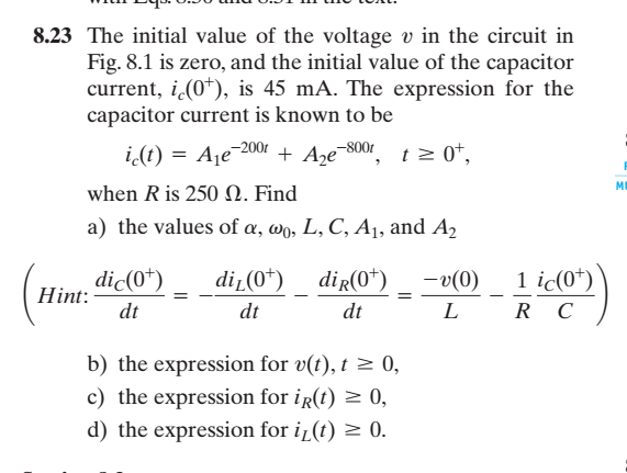 Solved The initial value of the voltage v in the circuit in | Chegg.com