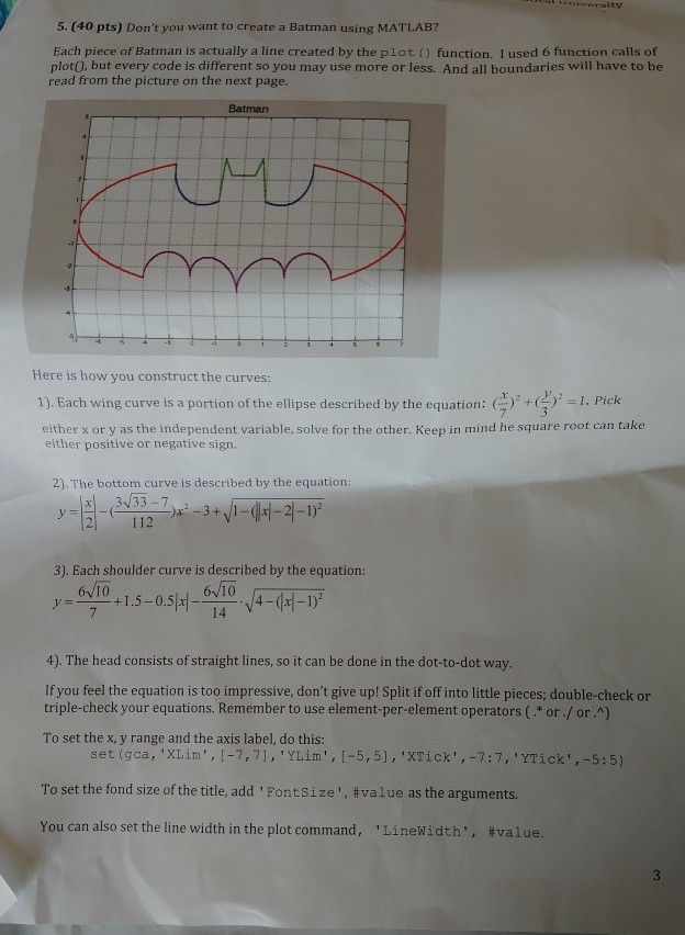 Solved ity 5. (40 pts) Don't you want to create a Batman | Chegg.com
