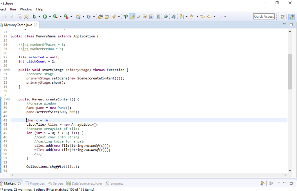 Eclipse ject Run Window Help Quick Access! . ?! | Chegg.com