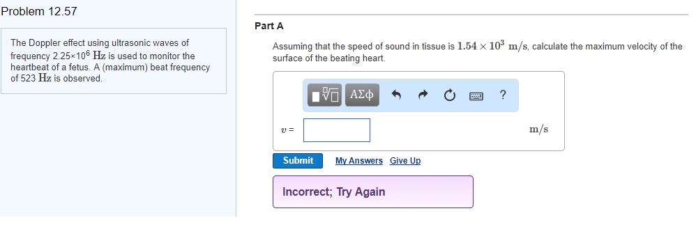 Solved Problem 12.57 Part A The Doppler effect using | Chegg.com