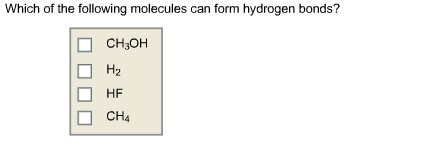 Solved Which of the following molecules can form hydrogen | Chegg.com